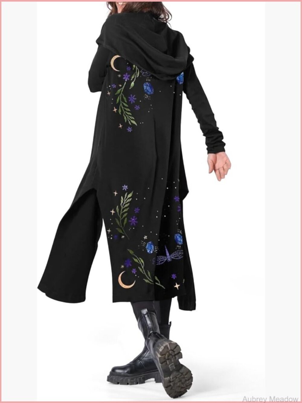 Long Open-Front Cardigan Sweater with Hood and Pockets